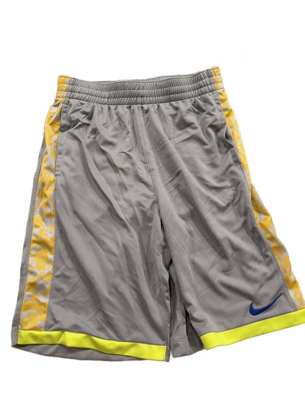 Nike Boys Gray Yellow Basketball Shorts XL